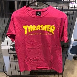 Magenta and yellow Thrasher t shirt size medium
